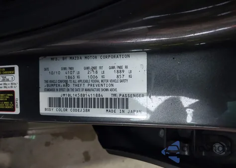 2011 Mazda Mazda3 S Sport from USA, damaged, VIN JM1BL1K58B1411884